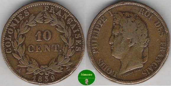 Le monete delle colonie francesi (1825-44)