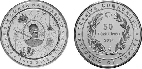 Turchia, moneta per la mappa di Piri Reis