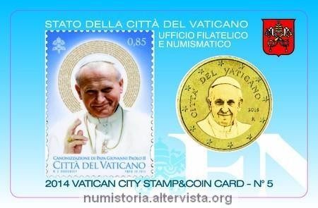 Vaticano, stamp&coincard 2014 per Wojtyla
