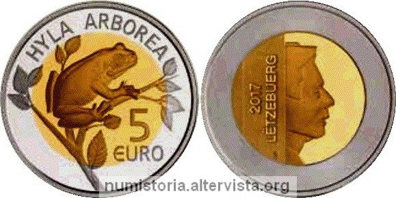 Lussemburgo, 5 euro 2017 per la raganella