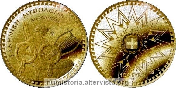 Grecia, 100 euro 2018 per il dio Apollo