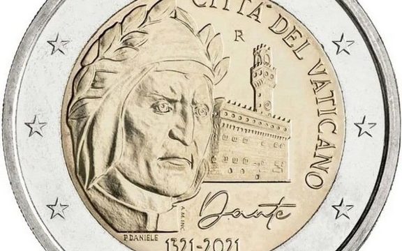 Vaticano, 2 euro commemorativo 2021 per Dante Alighieri