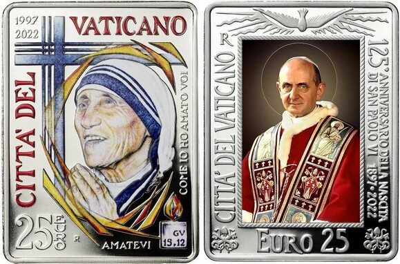 Vaticano, monete in argento per Madre Teresa e Paolo VI