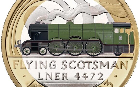 Una moneta da 2 sterline per la locomotiva Flying Scotsman