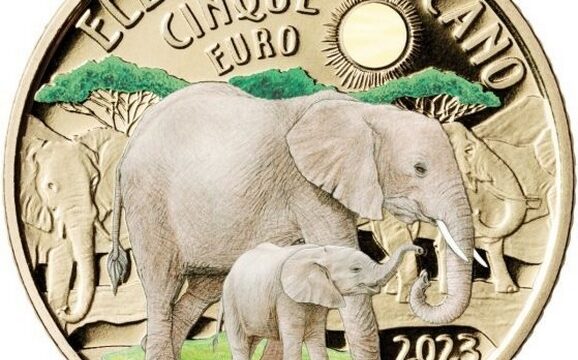 Italia, 5 euro 2023 per l’elefante africano