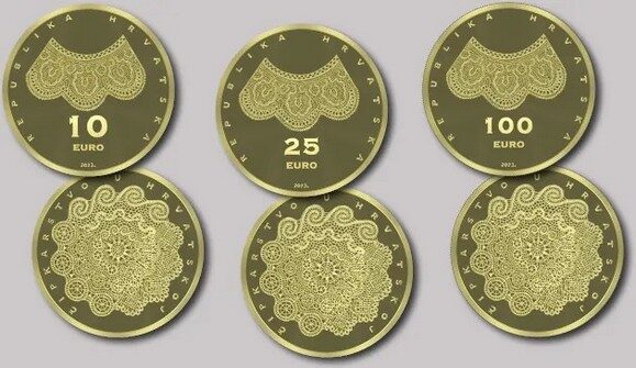 Croazia, tre monete bullion per il merletto